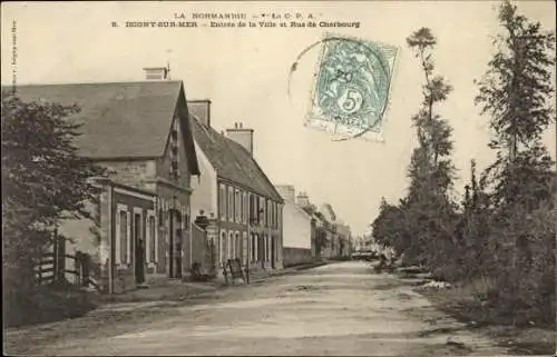 Ak Isigny sur Mer Calvados, Entrée de la Ville, Rue de Cherbourg