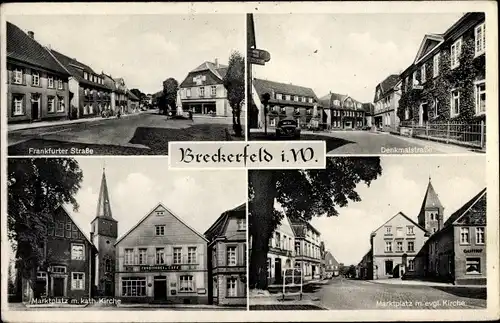 Ak Breckerfeld in Nordrhein Westfalen, Marktplatz, Kirchen, Straßenansichten