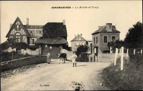 Ak Arromanches Calvados, La Breche de Tracy, Rind