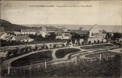Ak Saint Laurent sur Mer Calvados, Les Jardins de la Villa du Vieux Moulin