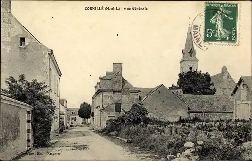 Ak Cornillé Maine et Loire, Vue Generale, Eglise