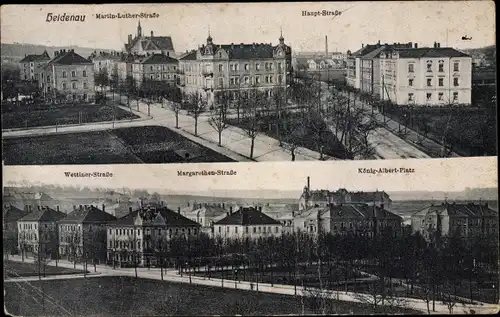 Ak Heidenau in Sachsen, Martin-Luther-Straße, Hauptstraße, Wettiner Straße, König-Albert-Platz
