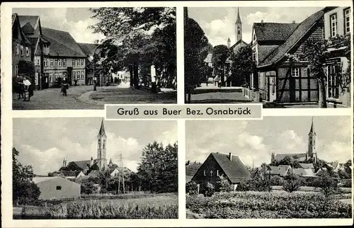 Ak Buer Melle in Niedersachsen, Ortspartie, Kirche