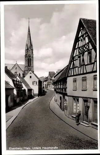 Ak Eisenberg Pfalz, Untere Hauptstraße, Kirche, Häuser