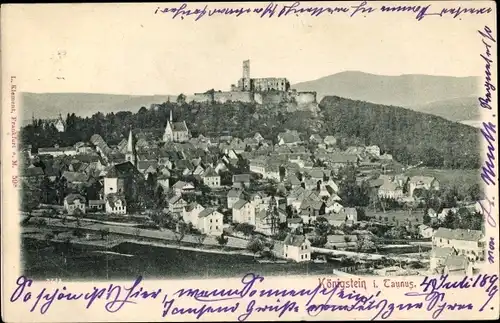 Relief Ak Königstein Taunus, Blick zur Ruine, Ort