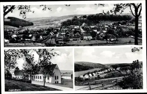 Ak Bad Wünnenberg in Westfalen, Straßenpartie, Panorama, Neue Siedlung, Jugendheim