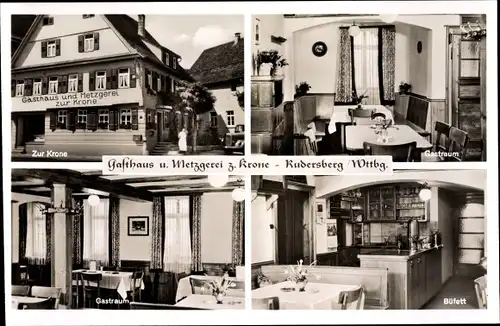 Ak Rudersberg Baden Württemberg, Gasthaus zur Krone, Gastraum, Buffet
