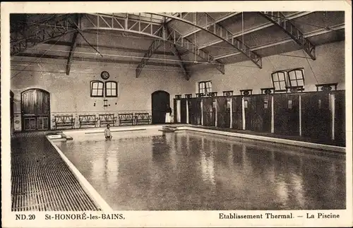 Ak Saint Honoré les Bains Nièvre, Etablissement Thermal, La Piscine, Thermalbad, Schwimmbecken