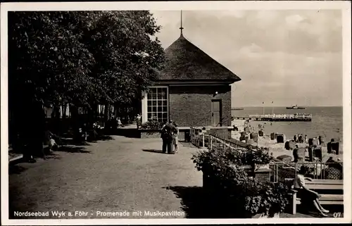 Ak Wyk auf Föhr Nordfriesland, Promenade, Musikpavillon