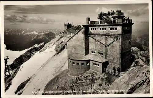 Ak Grainau im Kreis Garmisch Partenkirchen, Zugspitzbahn, Münchner Haus