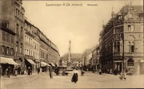 Ak St. Johann Saarbrücken im Saarland, Marktplatz