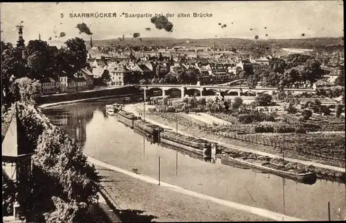 Ak Saarbrücken im Saarland, Saar, Brücke