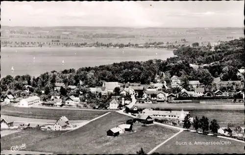 Ak Buch am Ammersee Inning Oberbayern, Fliegeraufnahme vom Ort