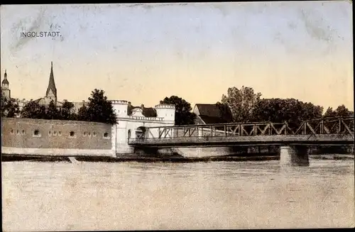 Ak Ingolstadt an der Donau Oberbayern, Brücke