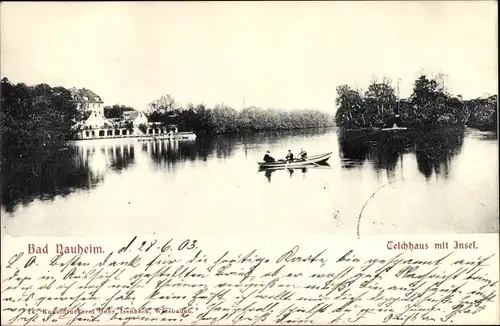 Ak Bad Nauheim in Hessen, Teichhaus mit Insel