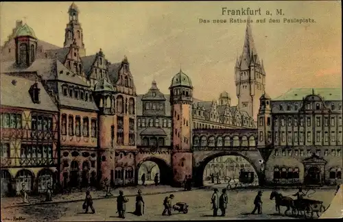 Ak Frankfurt am Main, neues Rathaus auf dem Paulsplatz