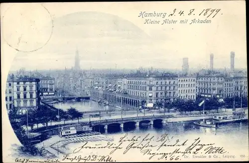 Ak Hamburg Altstadt, Kleine Alster, Reesendammbrücke, Alsterarkaden, Anlegestelle, Boote