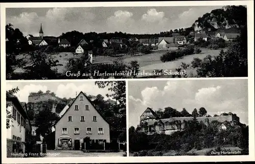 Ak Hartenstein an der Pegnitz Mittelfranken, Handlung, Burg, Totalansicht