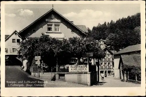Ak Bad Berneck im Fichtelgebirge Oberfranken, Gaststätte Drei Linden