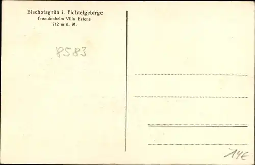 Ak Bischofsgrün im Fichtelgebirge, Blick zum Fremdenheim Villa Helene, Acker