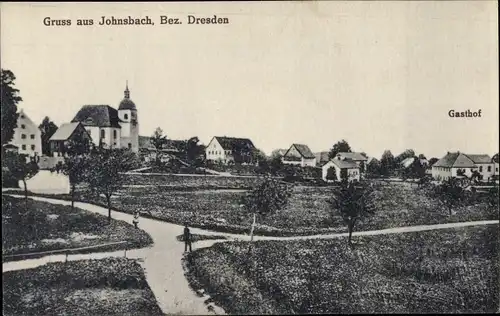 Ak Johnsbach Glashütte im Osterzgebirge, Teilansicht, Ort, Gasthof