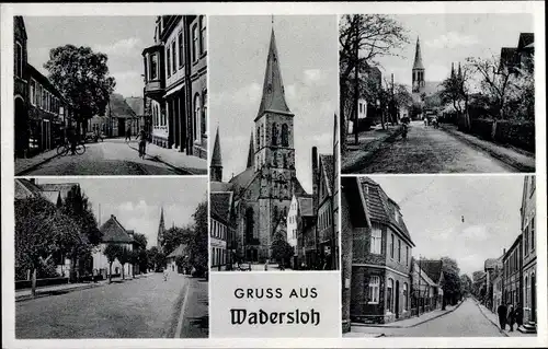 Ak Wadersloh im Kreis Warendorf, Straßenpartien, Kirche