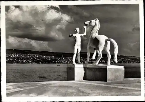Ak Zürich Stadt Schweiz, Schweizerische Landesausstellung 1939, Plastik von Bänninger