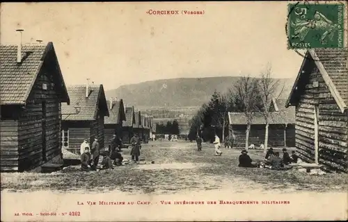 Ak Corcieux Vosges, La Vie Militaire au Camp, Baraquements