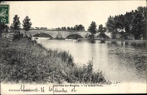Ak Charmes sur Moselle Vosges, Le Grand Pont