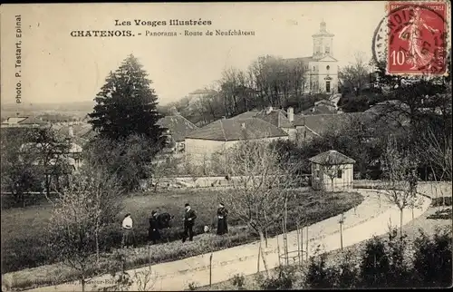 Ak Châtenois Vosges, Panorama, Route de Neufchateau