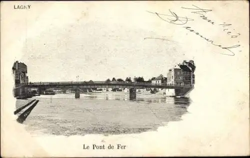 Ak Lagny Seine et Marne, Le Pont de Fer