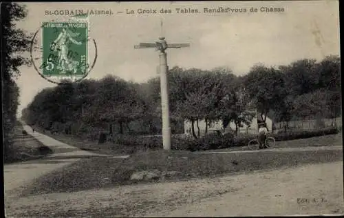 Ak Saint Gobain Aisne, La Croix des Tables, Rendez-vous de Chasse