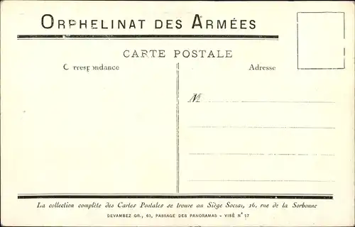 Künstler Ak Orphelinat des Armées, Siege Social