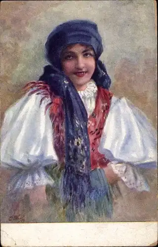 Künstler Ak Ceskoslovenske narodni kroje, Tschechin in Tracht