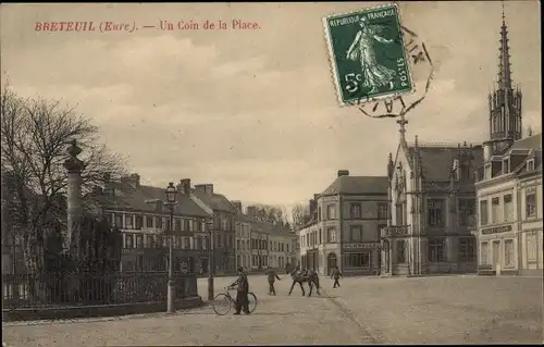Ak Breteuil Eure, Un Coin de la Place