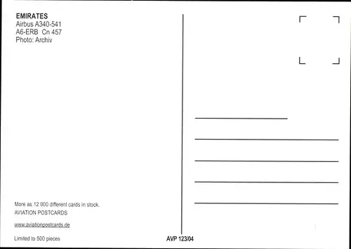 Ak Passagierflugzeug Vereinigte Arabische Emirate, Emirates, Airbus A340 541, A6 ERB Cn457