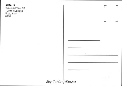 Ak Italienisches Passagierflugzeug, Alitalia, Vickers Viscount 798, I LIRM