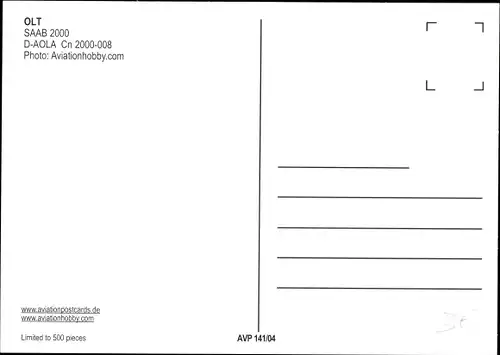 Ak Deutsches Passagierflugzeug, OLT, Saab 2000, D AOLA