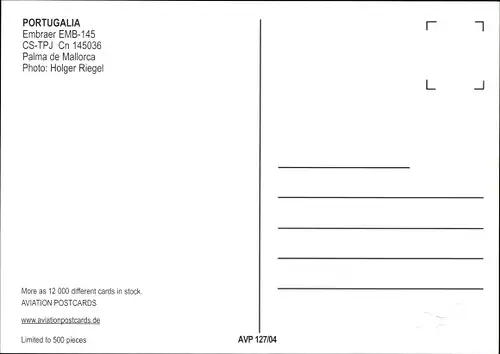 Ak Portugiesisches Passagierflugzeug, Portugalia, Embraer EMB 145, CS TPJ