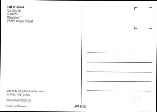 Ak Deutsches Passagierflugzeug, Lufthansa Star Alliance, Candair Jet, D ACPS