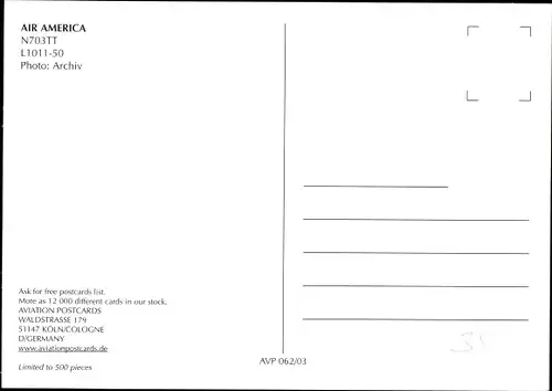 Ak Amerikanisches Passagierflugzeug, Air America, N703TT, Lockheed L1011 50