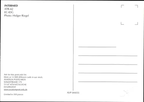 Ak Spanisches Passagierflugzeug, InterMed, ATR 42, EC IDG