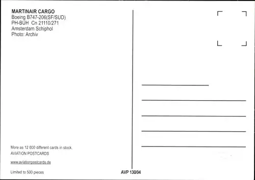 Ak Niederländisches Frachtflugzeug, Martinair Cargo, Boeing B747 206, PH BUH