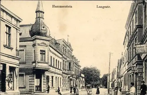 Ak Czarne Hammerstein Westpreußen, Langestraße, Annahme Stelle