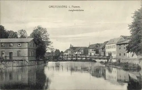 Ak Gryfice Greifenberg Pommern, Jungfernbrücke