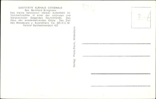 Ak Osterwald Salzhemmendorf Niedersachsen, Gaststätte Kurhaus Osterwald