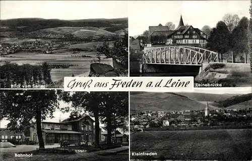 Ak Freden an der Leine Niedersachsen, Bahnhof, Leinebrücke, Kleinfreden, Blick vom Selter
