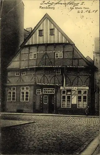 Ak Rendsburg in Schleswig Holstein, Das älteste Haus