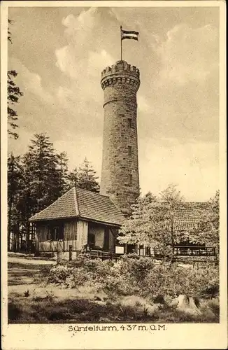 Ak Bad Münder am Deister, Blick auf den Sündelturm mit Nebenhaus