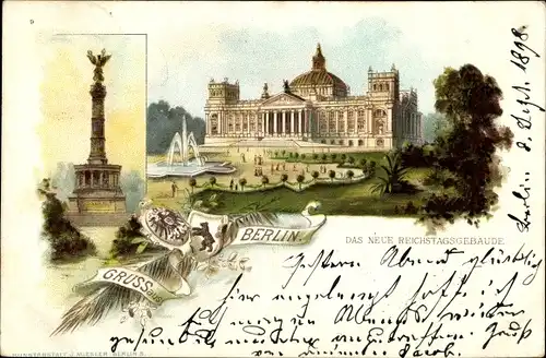 Litho Berlin Tiergarten, Siegessäule, Reichstagsgebäude